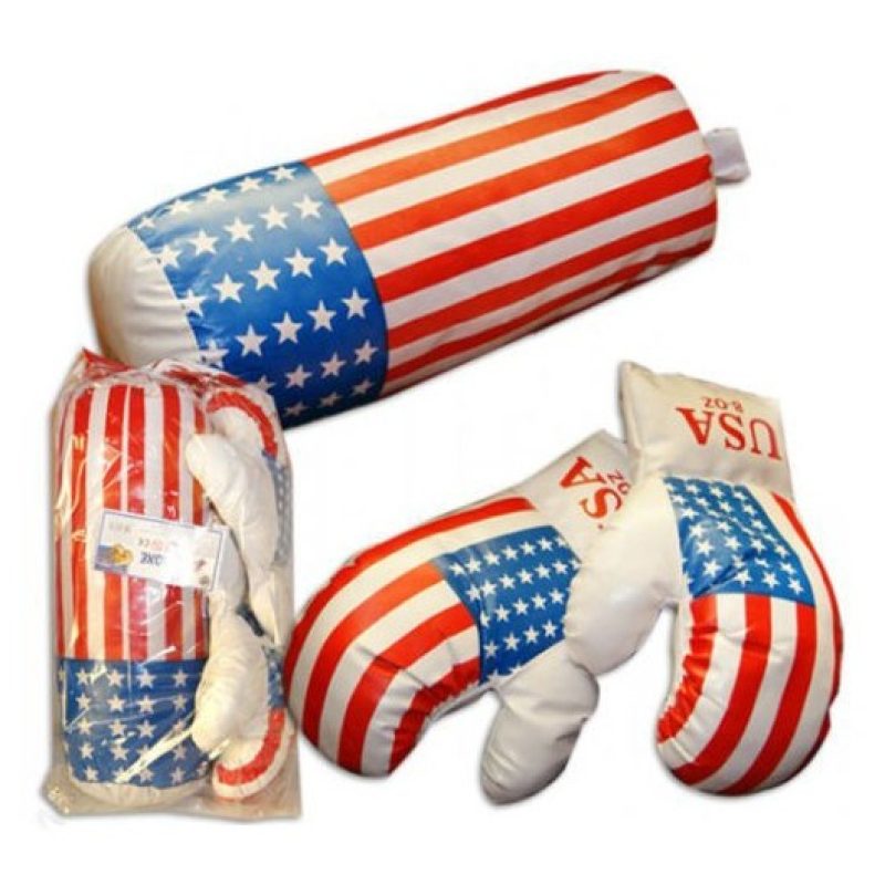 Sacco da box con guantoni pugilato americano gioco per bambini set ...