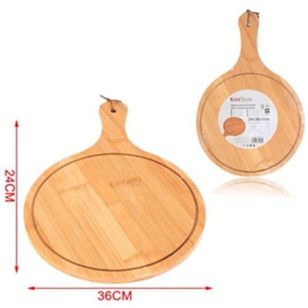Tagliere piatto tondo 24cm in legno bamboo naturale antipasti salumi formaggio