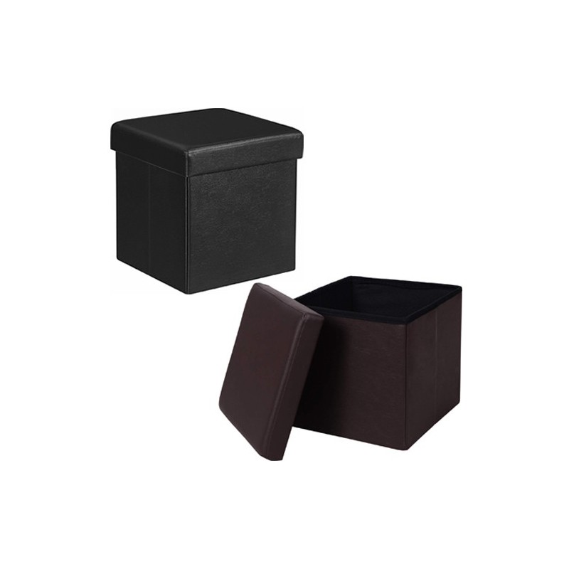 Pouf puff contenitore quadrato in PVC panca baule 38x38x38 cm sgabello seduta