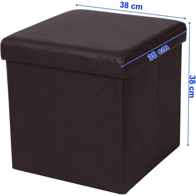 Kmt Style Pouf puff contenitore quadrato in PVC panca baule 38x38x3...