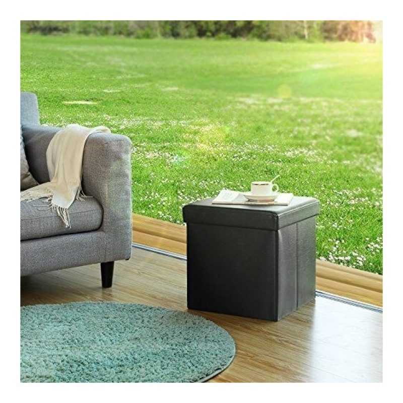 Kmt Style Pouf puff contenitore quadrato in PVC panca baule 38x38x3...