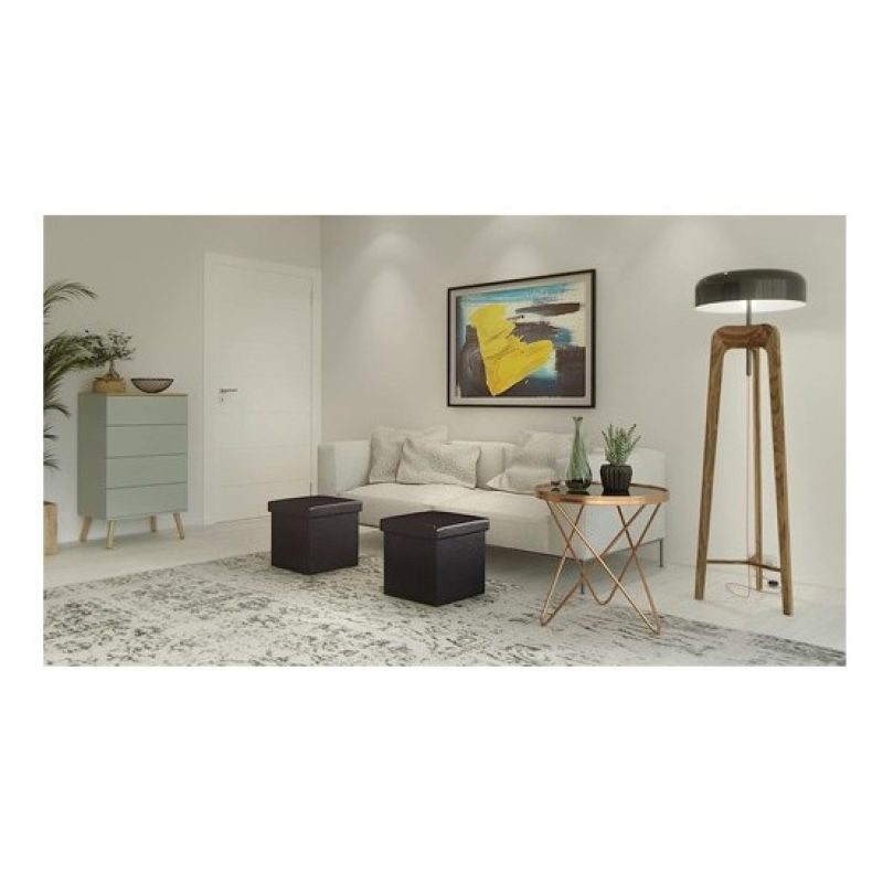 Kmt Style Pouf puff contenitore quadrato in PVC panca baule 38x38x3...