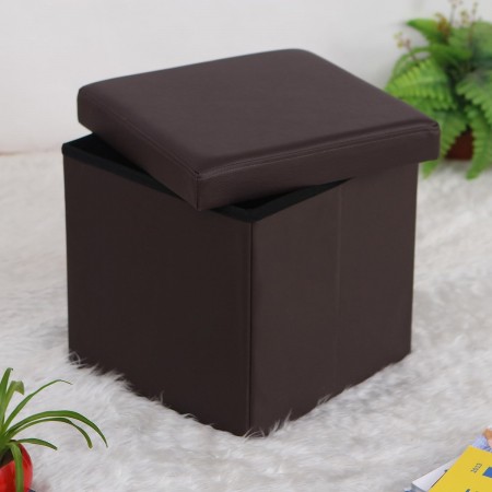Pouf puff contenitore quadrato in PVC panca baule 31x31x31 cm sgabello seduta