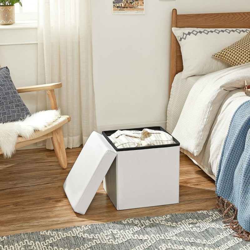 Kmt Style Pouf puff contenitore quadrato in PVC panca baule 31x31x3...
