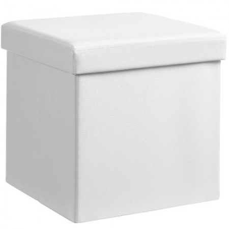 Pouf puff contenitore quadrato in PVC panca baule 31x31x31 cm sgabello seduta