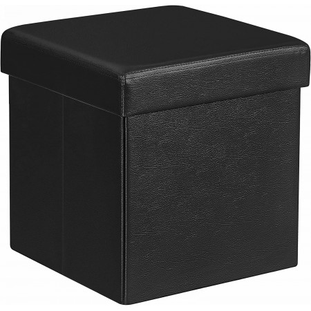 Pouf puff contenitore quadrato in PVC panca baule 31x31x31 cm sgabello seduta