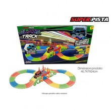 Pista macchinine snodabile Flessibile componibile che si illumina auto a Led