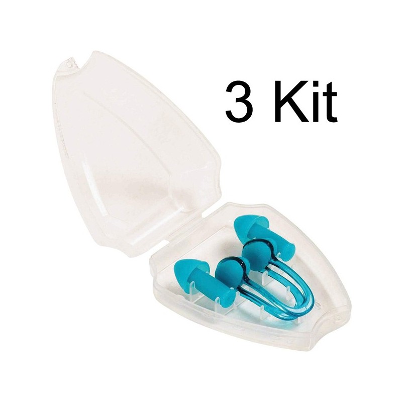 3 Kit Tappi Orecchie Clip Naso Silicone nuoto Piscina stringinaso Mare Bestway