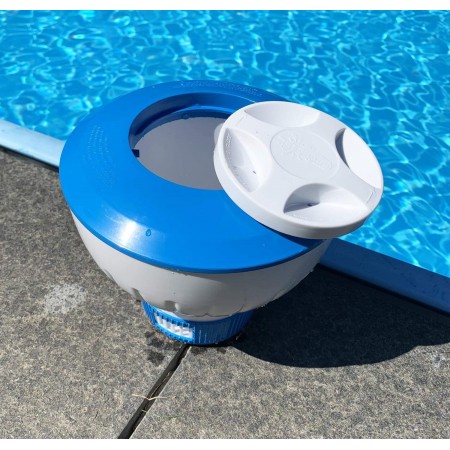 Dispenser skimmer galleggiante cloro piscina piscine pastiglie 200 gr dosatore