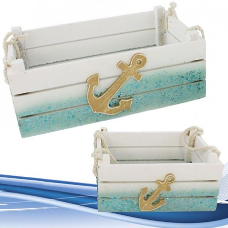 Cassetta cassettina multiuso Decorativa in legno decoro nautico mare 2 pezzi