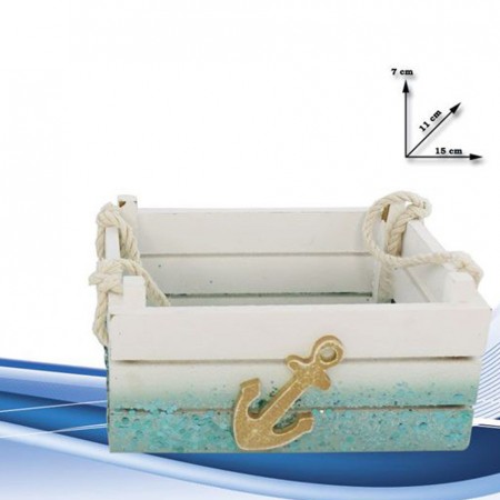 Cassetta cassettina multiuso Decorativa in legno decoro nautico mare 2 pezzi   