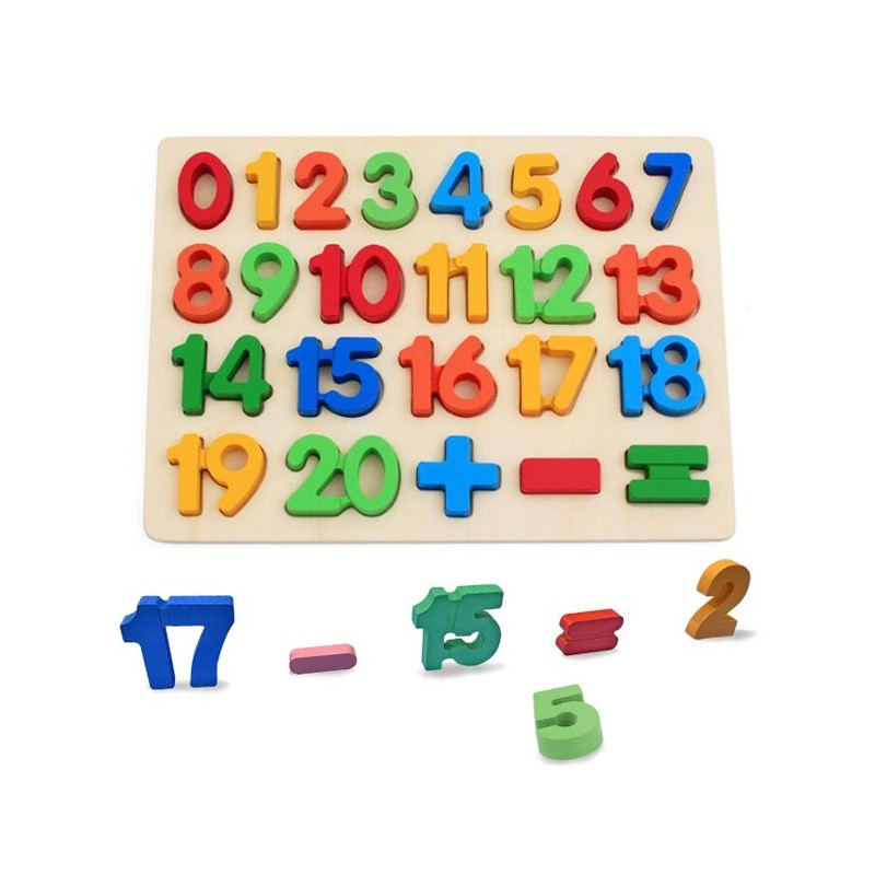 Gioco Educativo Bambini Numeri Puzzle 3d in Legno Colorato incastro giocattolo