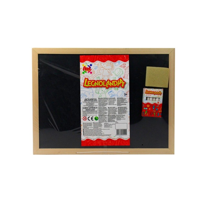 Lavagna con cornice in legno scrivibile con gessetti cancellino 44x33cm bambini