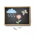 Lavagna con cornice in legno scrivibile con gessetti cancellino 44x33cm bambini