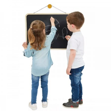 Lavagna con cornice in legno scrivibile con gessetti cancellino 44x33cm bambini