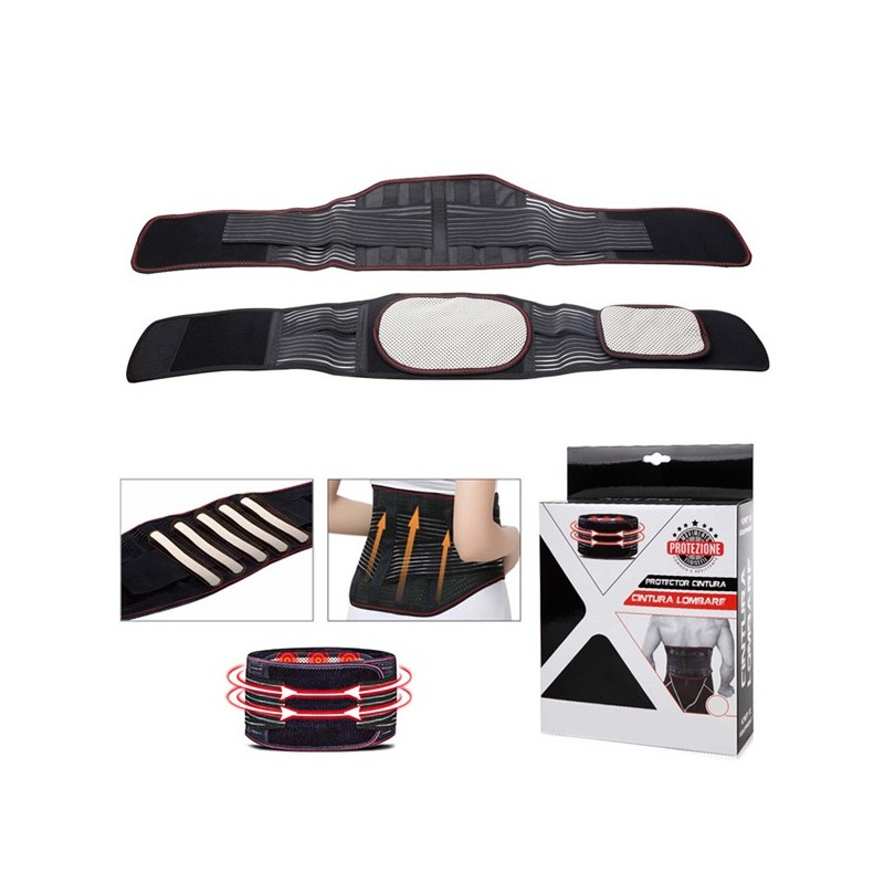 Fascia lombare Cintura schiena supporto stecche autoriscaldante sport S/M/L