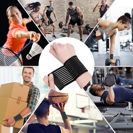 Coppia fascia elastica per polso mano benda elasticizzata dolori sport polsiera
