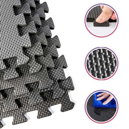 Tappeto puzzle tappetino fitness palestra 10pz multiuso in schiuma 30x30cm nero