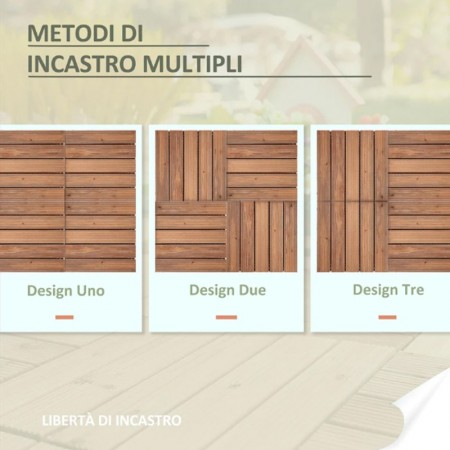 Pavimento piastrelle Esterni in Legno Set 12 Pz Montaggio a Incastro 30X30cm