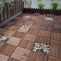 Pavimento piastrelle Esterni in Legno Set 12 Pz Montaggio a Incastro 30X30cm