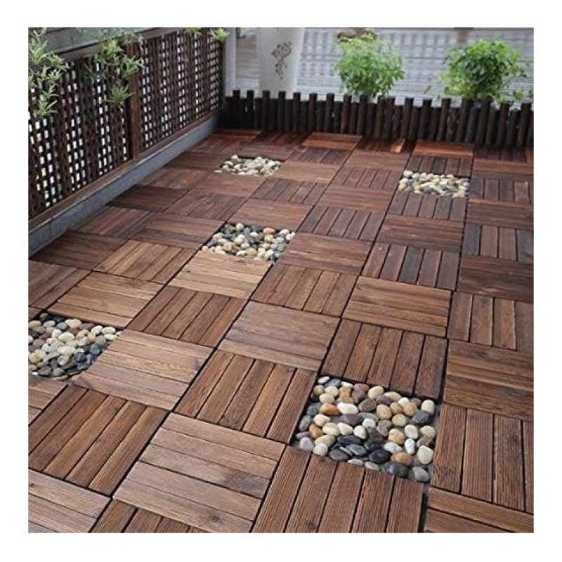 Hongu Pavimento piastrelle Esterni in Legno Set 12 Pz Montaggio a I...