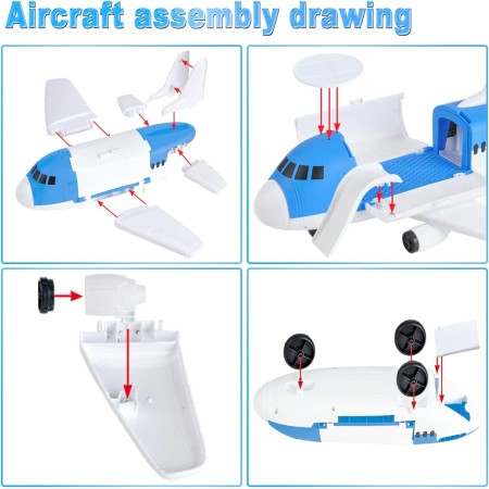 Aereo Garage Giocattolo Bambini Aereoplano Apribile 2 Macchinine 1 elicottero