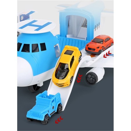 Aereo Garage Giocattolo Bambini Aereoplano Apribile 2 Macchinine 1 elicottero