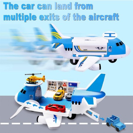 Aereo Garage Giocattolo Bambini Aereoplano Apribile 2 Macchinine 1 elicottero
