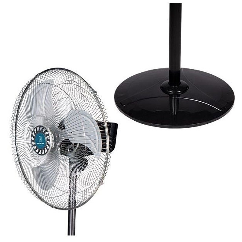 Ventilatore a Piantana Acciaio Base Tonda 60W 3 Pale altezza regola...