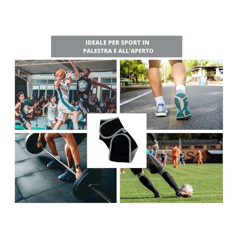 Trade Shop - Coppia Cavigliere Supporto Per Caviglia Anallergica Elastica Sport Nero | Leroy Merlin