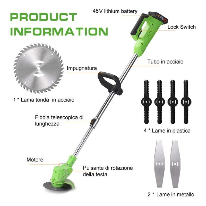 Decespugliatore elettrico 2 Batteria litio erba Tagliaerba tagliabo...