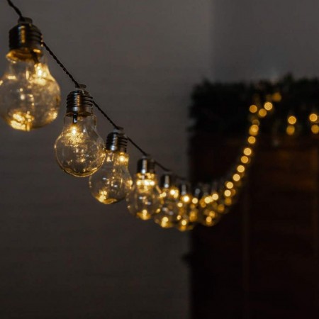 Catena luminosa esterno 10 Lampadine E27 LED luce calda cavo 3,8mt impermeabile