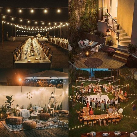 Catena luminosa esterno 10 Lampadine E27 LED luce calda cavo 3,8mt impermeabile