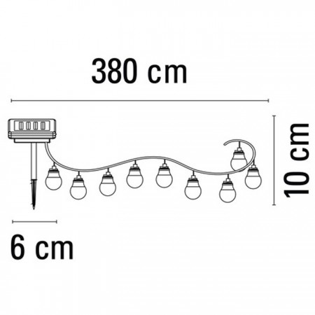 Catena luminosa esterno 10 Lampadine E27 LED luce calda cavo 3,8mt impermeabile