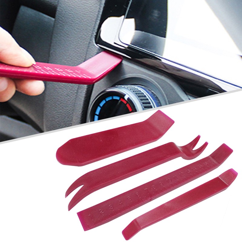 Kit 4 pz attrezzi smontaggio interni plafoniere plastiche portiere casse auto