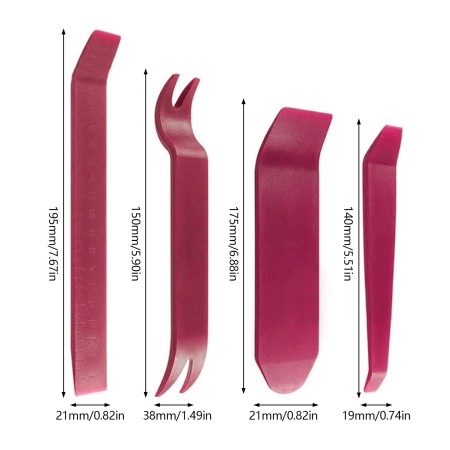 Kit 4 pz attrezzi smontaggio interni plafoniere plastiche portiere casse auto