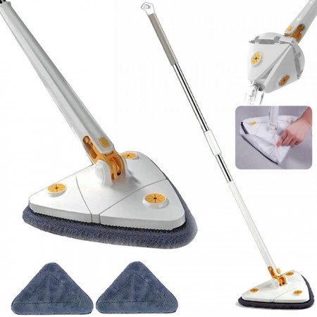Mocio triangolare lavapavimenti mop girevole autostrizzante per soffitto polvere