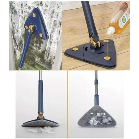 Mocio triangolare lavapavimenti mop girevole autostrizzante per soffitto polvere