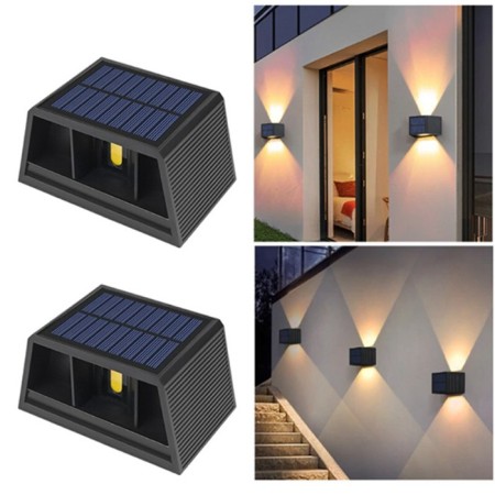 2x Luci a Led energia solare Luce da parete Faro applique Lampada esterno