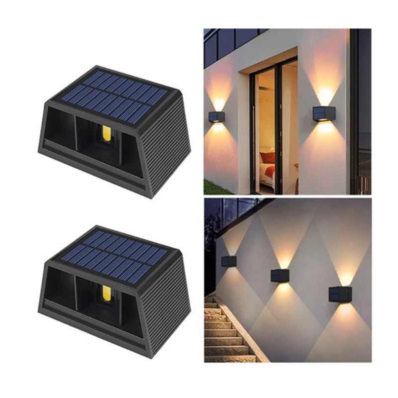 2x Luci a Led energia solare Luce da parete Faro applique Lampada esterno