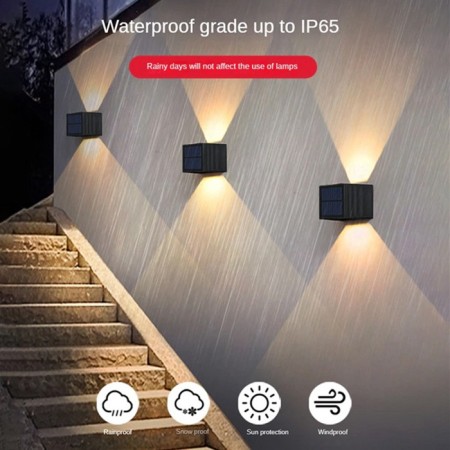 2x Luci a Led energia solare Luce da parete Faro applique Lampada esterno