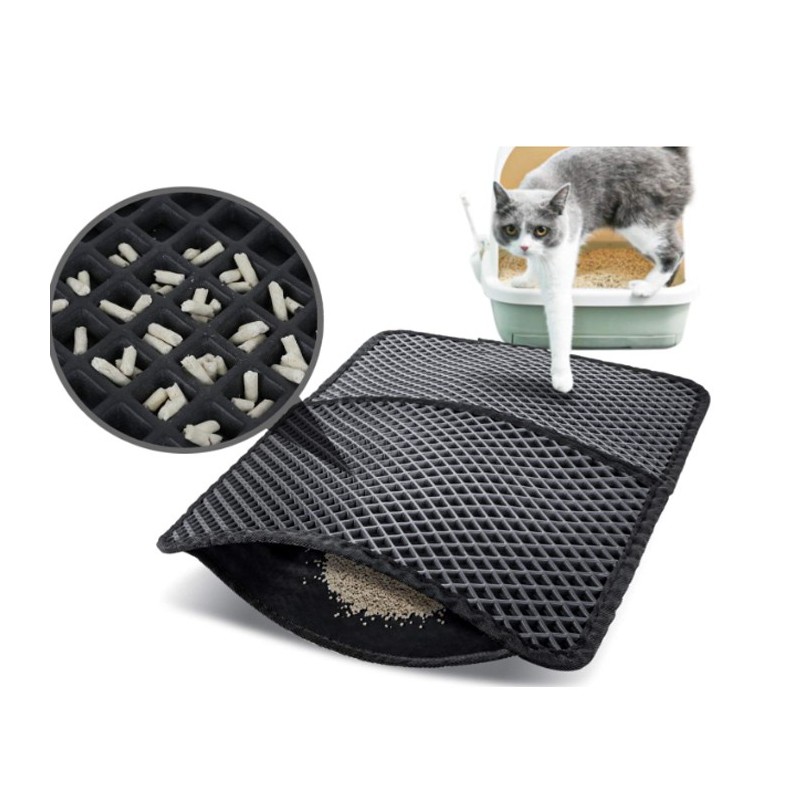 Tappetino Lettiera Gatto Doppio Strato nero Pieghevole impermeabile Facil Pulire