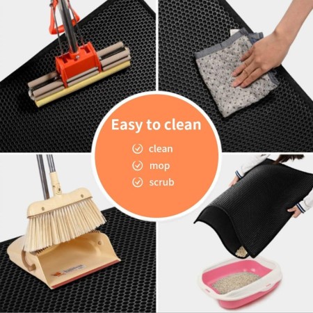 Tappetino Lettiera Gatto Doppio Strato nero Pieghevole impermeabile Facil Pulire