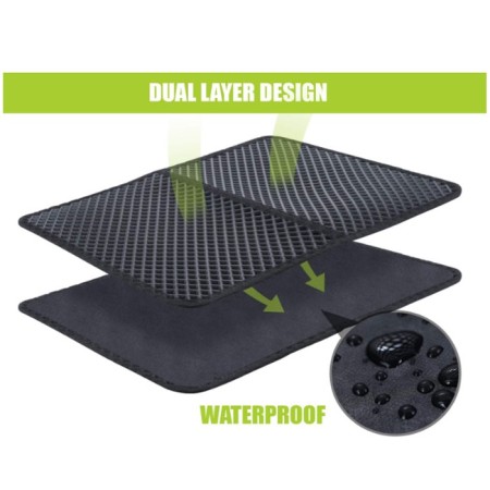 Tappetino Lettiera Gatto Doppio Strato nero Pieghevole impermeabile Facil Pulire