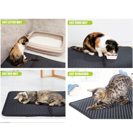 Tappetino Lettiera Gatto Doppio Strato nero Pieghevole impermeabile Facil Pulire