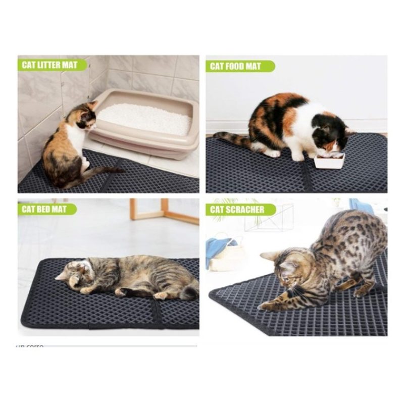 Hongu Tappetino Lettiera Gatto Doppio Strato nero Pieghevole imperm...
