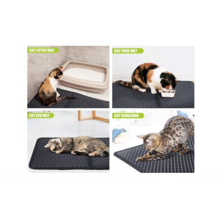 Tappetino Lettiera Gatto Doppio Strato nero Pieghevole impermeabile Facil Pulire