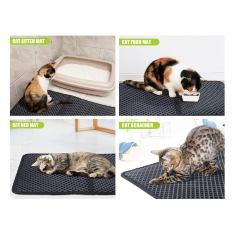 Hongu Tappetino Lettiera Gatto Doppio Strato nero Pieghevole imperm...