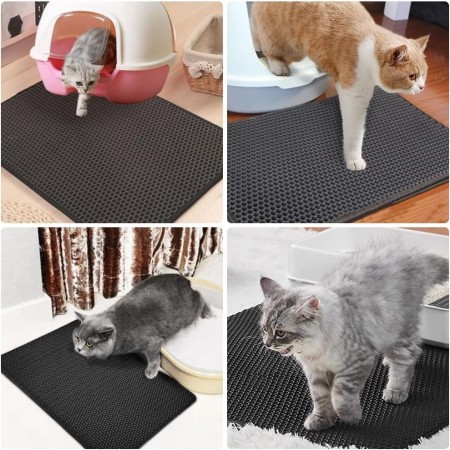 Tappetino Lettiera Gatto Doppio Strato nero Pieghevole impermeabile Facil Pulire