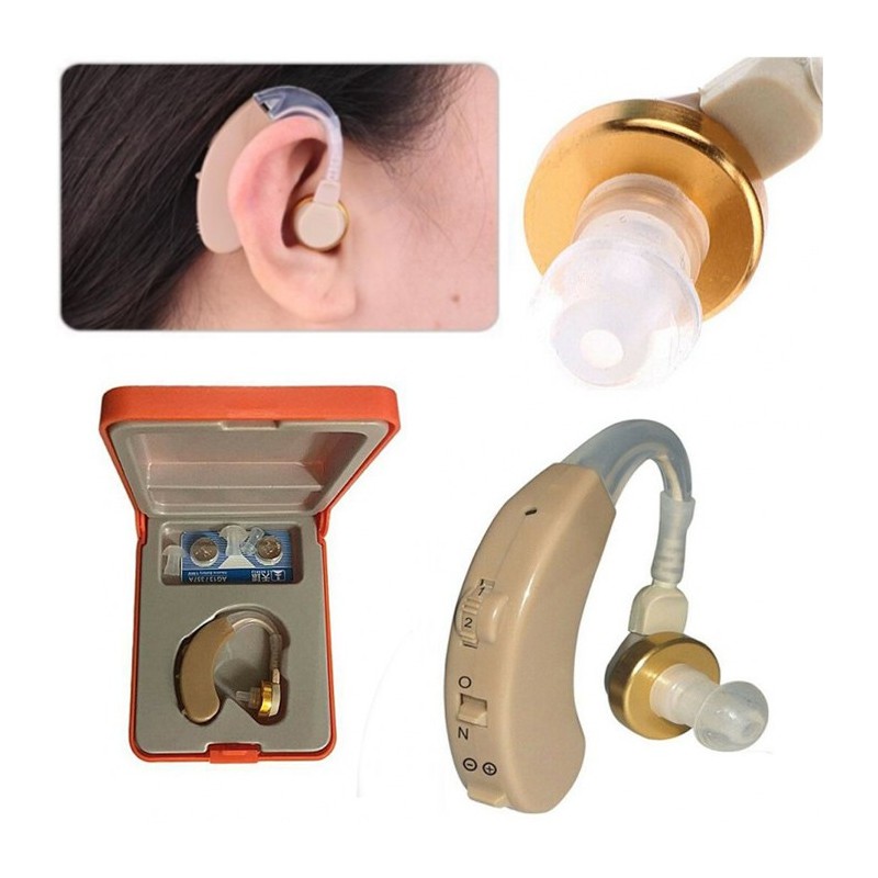 Apparecchio acustico auricolare amplificatore audio +2 batterie omaggio udito